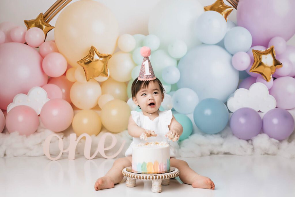 Cake Smash Theme Ideas For Your Baby'S First Birthday 18 Floral Cake Smash Photography Featuring A Soft Blush Backdrop For A First Birthday Celebration.