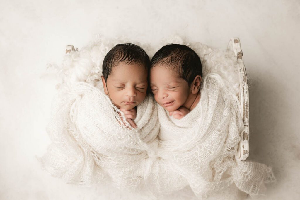 Twin Newborn Photography Dallas Wrapped Babies