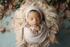 Baby Wrapped In A Soft Pink Blanket | Patience In Newborn Photography Dallas With Dallas Newborn Photographer