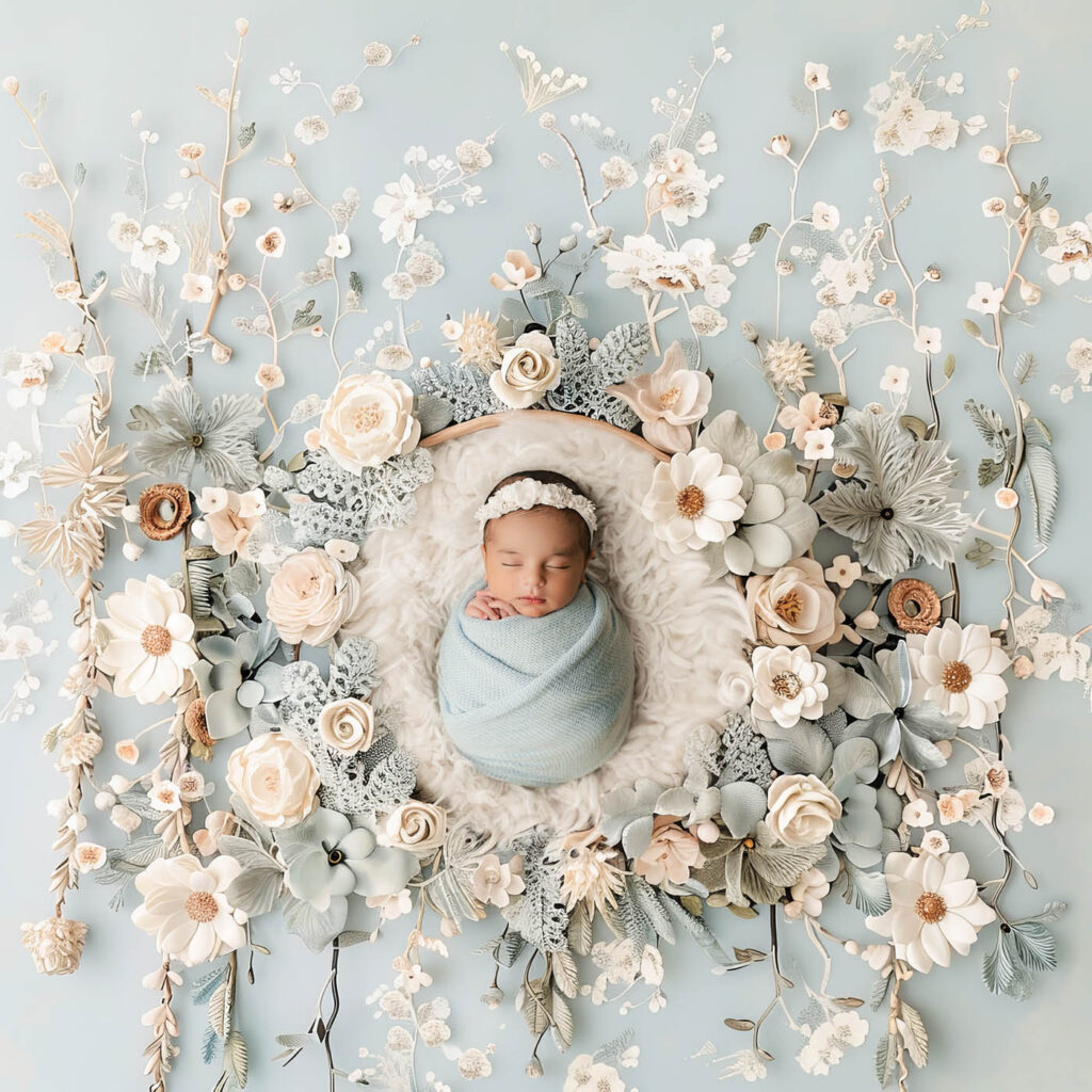 Best Lens For Newborn Photography In Dallas 10 Newborn Baby Portrait Photographed In A Floral Setup By A Dallas Newborn Photographer