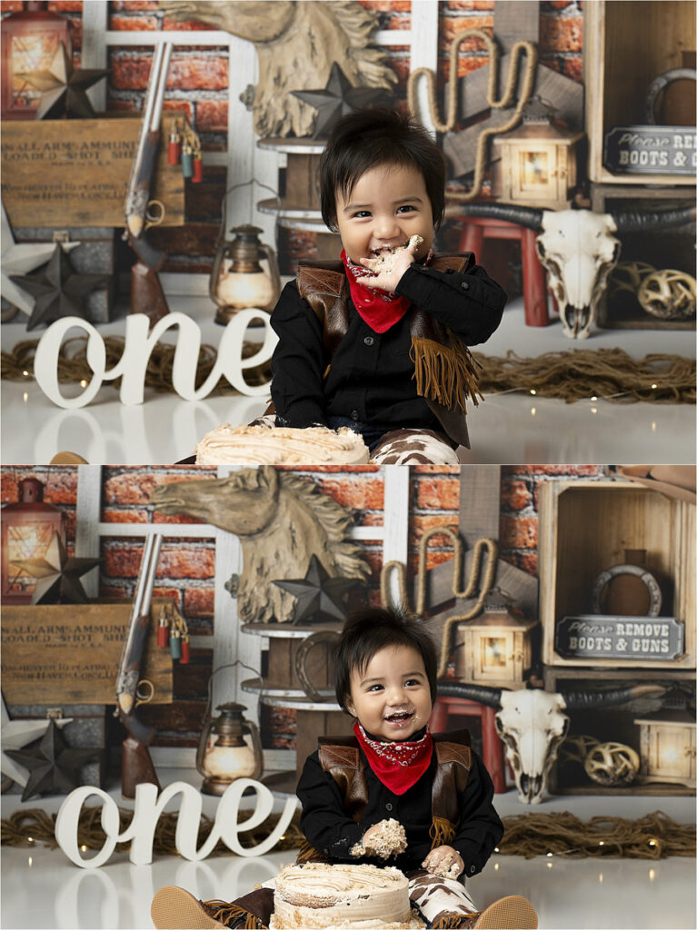 Cowboys Theme Cake Smash Photography Dallas Baby Photographer 1