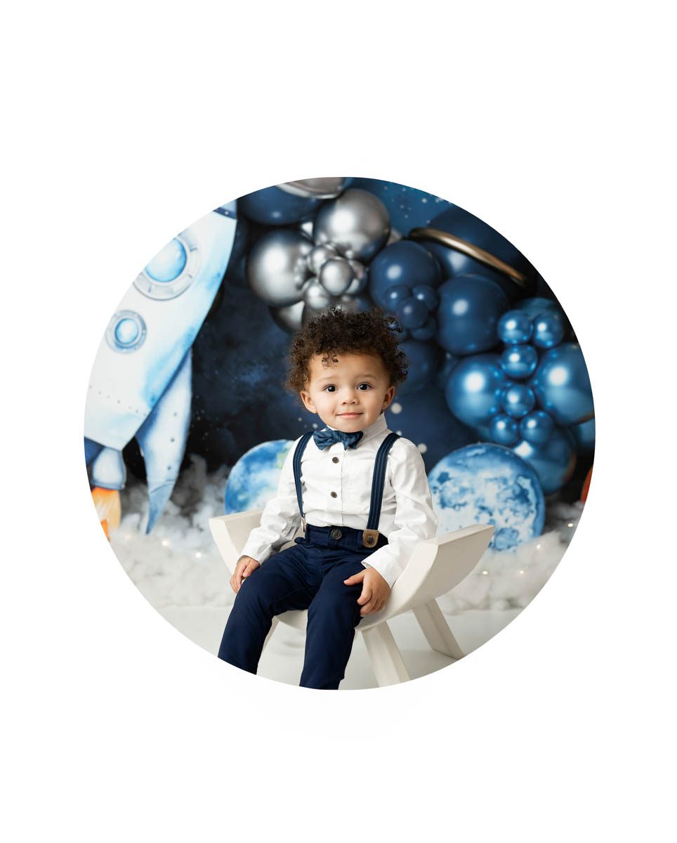 DFW cake smash photography space theme baby boy first birthday session