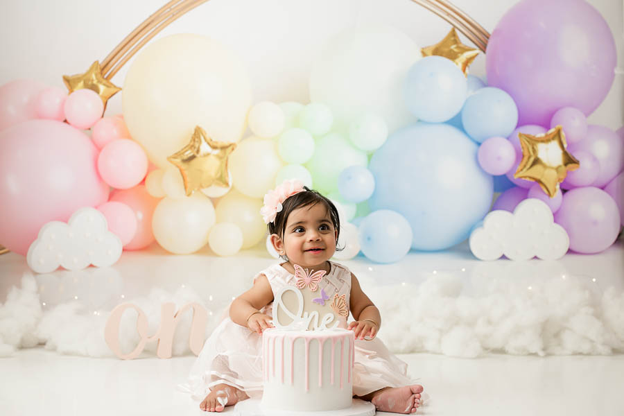 Luxury First Birthday Cake Smash Session With Pastel Styling