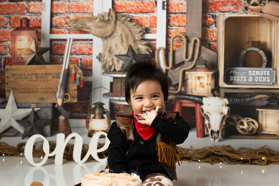Western Cowboy Cake Smash Photography Setup In Dallas