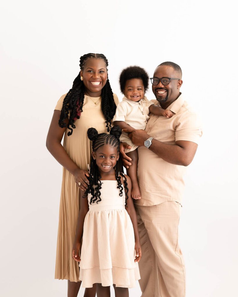 Family Portrait Captured Before A First Birthday Cake Smash Session At A Dallas Photography Studio.